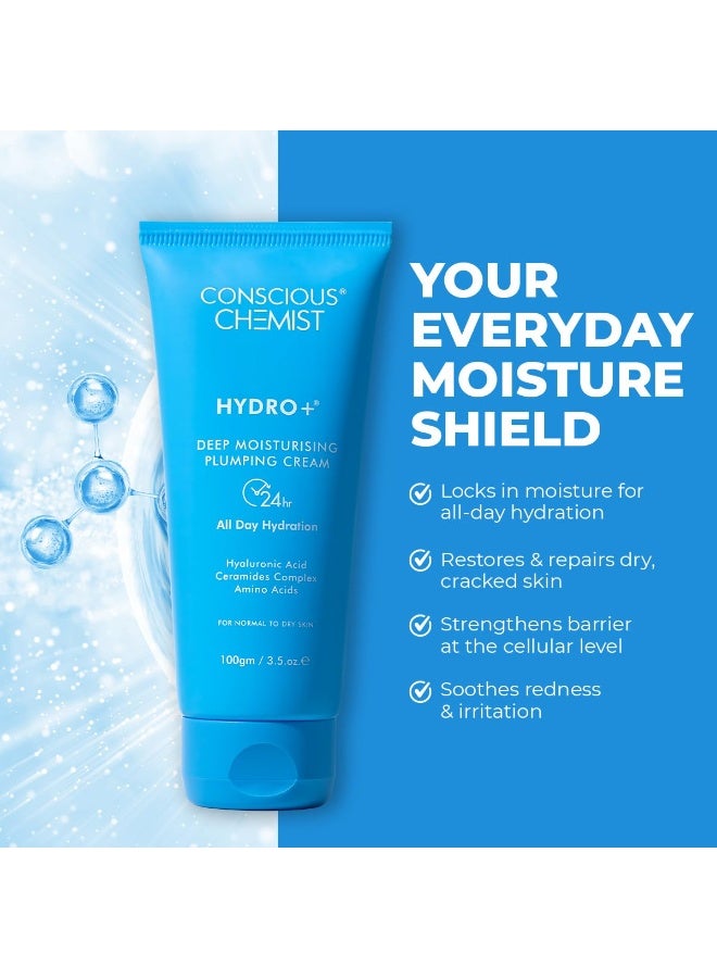Conscious Chemist Hyaluronic Acid Moisturizer | 100g | Moisturizer for Dry Skin Face, Ceramide Moisturizer, Face Cream for Men & Women, Treat Dull, Dehydrated Skin, For Normal to Dry Skin - Hydro+ - Image 2